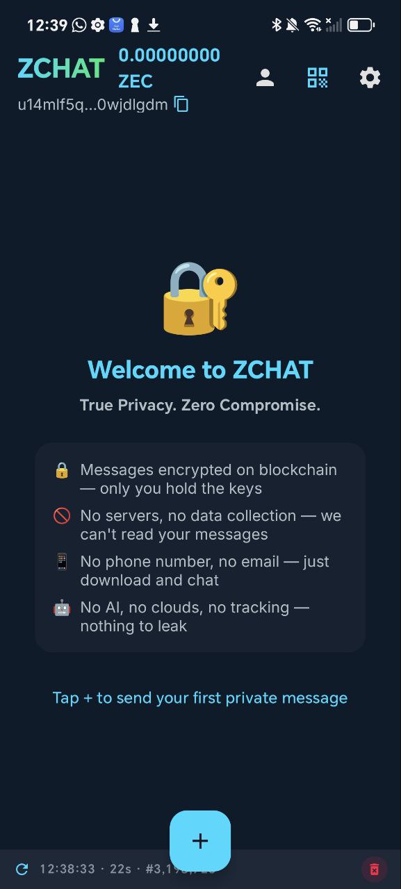 ZCHAT mobile app interface